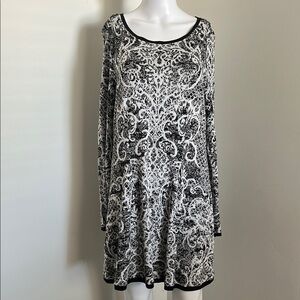 Style & Co, Woman’s Size XL Business Casual Black and White Paisley Dress